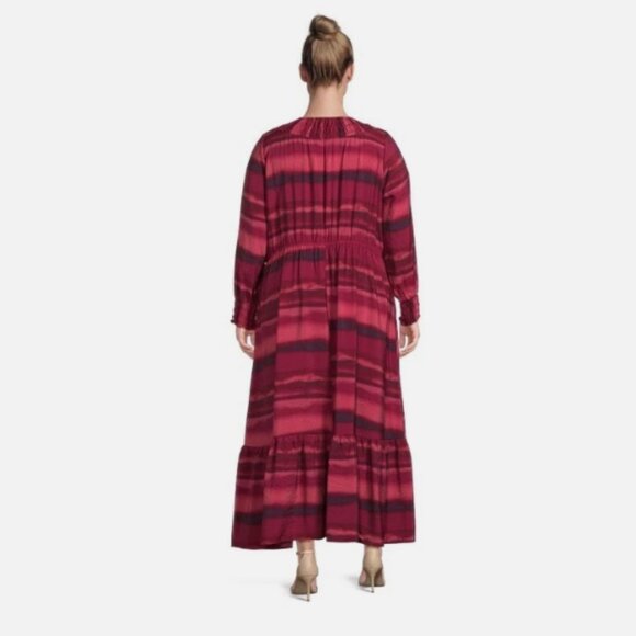 Terra And Sky Long Sleeve Peasant Tiered Maxi Dress 4X (28W-30W) - Picture 2 of 10